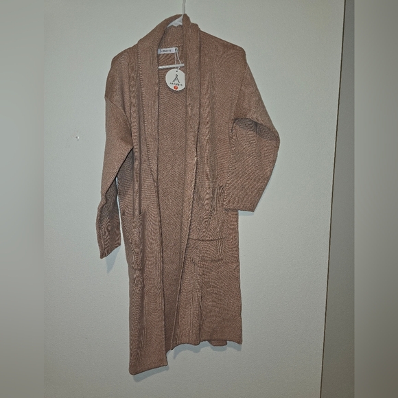 ANRABESS Oversized Open Front Cardigan Sweater Coat – Khaki, Size S, NWT - Picture 4 of 6